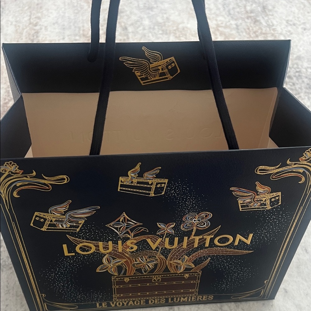 Louis Vuitton Blue and Gold 2025 Holiday Bag *limited edition 10x8.2x6